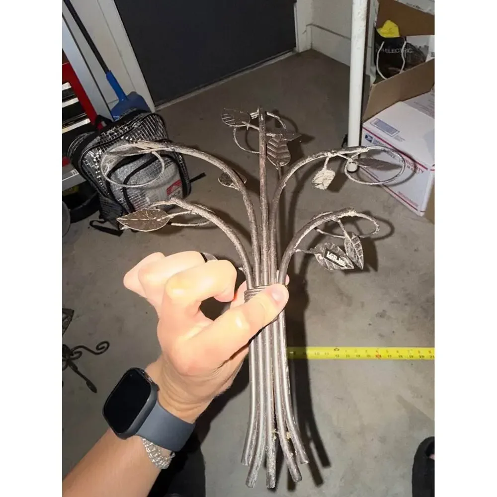 Metal wall sconce branch leaves votive candle holder